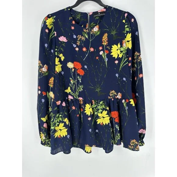 Pomander Place Floral Navy Blouse - Picture 2 of 7